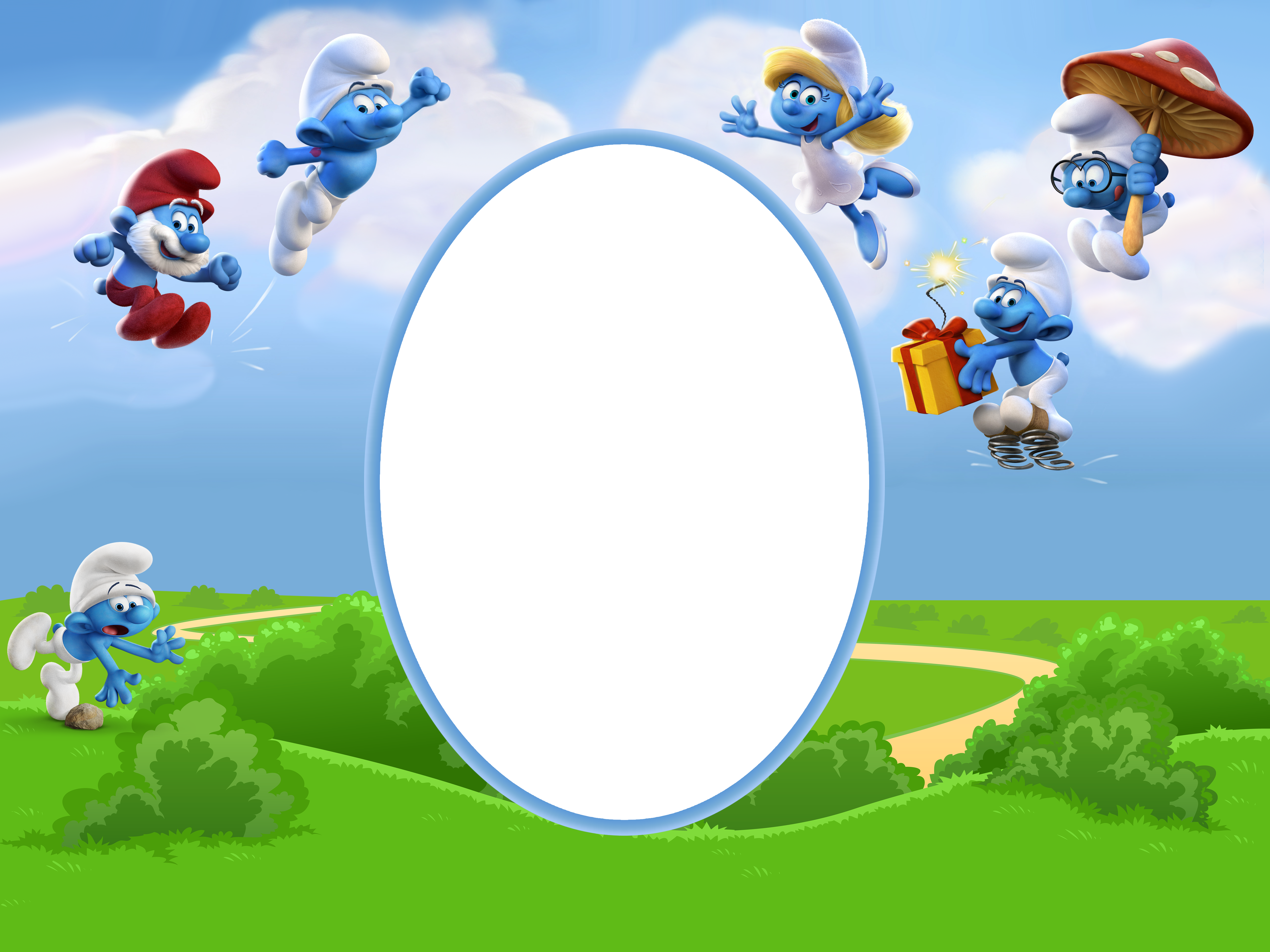 Smurfs Border (5009x3757), Png Download