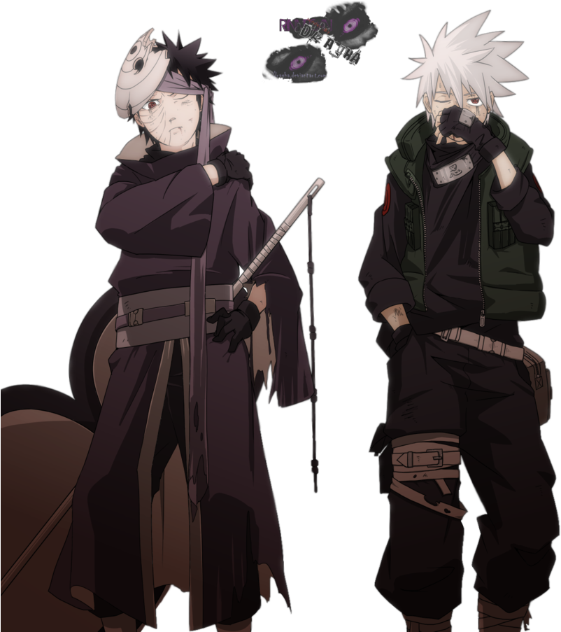Obito And Kakashi Render By Dragha - Obito And Kakashi Art (880x907), Png Download