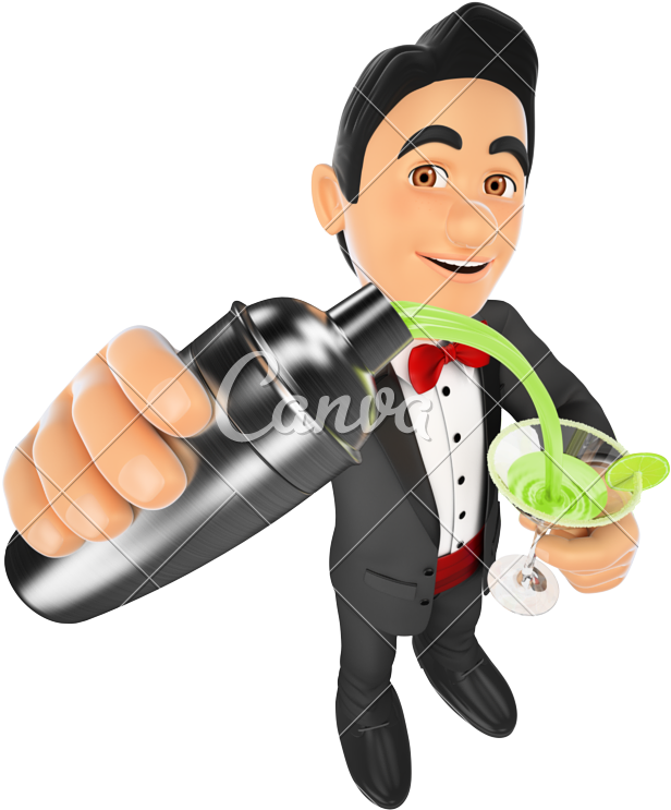 Cocktails Clipart Bartender - Bar Tender Clipart (677x800), Png Download