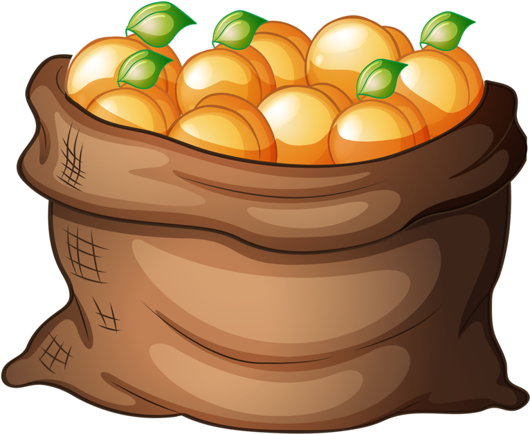 Watercolor Clipart Food - Bag Of Fruit Clipart (800x664), Png Download