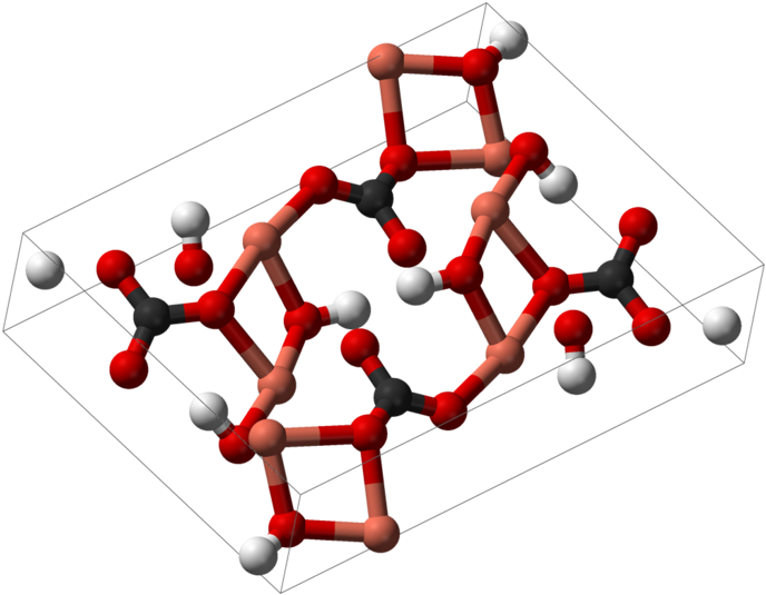 Malachite Unit Cell 3d Balls - Malachite Ball And Stick (753x600), Png Download