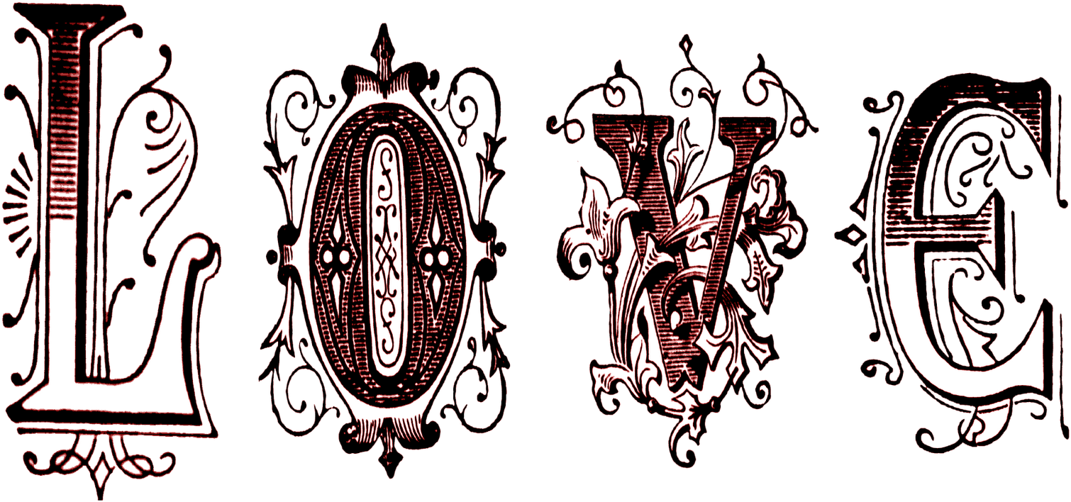Free Digital Stamp Vintage Love Word - Vintage Word Art Png (1600x800), Png Download