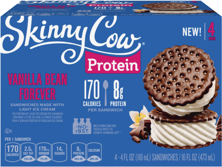 Back To Sandwiches Vanilla Bean Forever - Skinny Cow Ice Cream Sandwiches, Vanilla, 6 Ct (frozen) (750x750), Png Download