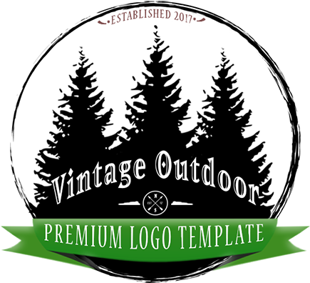 Retro Outdoor Pines Logo Psd Template - Christmas Tree (458x411), Png Download