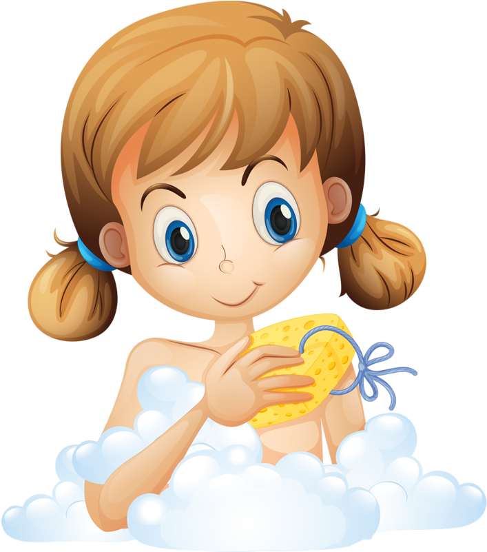 Clipart Kid Bathroom - Taking A Bath Clipart Png (713x800), Png Download