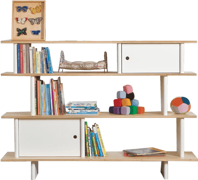 Book Rack For Kids With Different Storage Units - Oeuf Mini Library, Finish = Walnut (800x400), Png Download