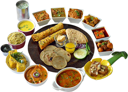 Kathiyawadi - Food Thali (449x324), Png Download
