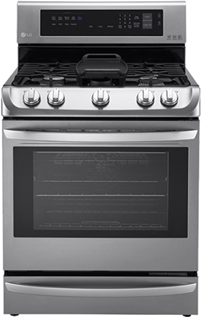 Gas Single Oven Range With Probake Convection®, Easyclean® - Lg 6.3 Cu. Ft. Gas Range With Probake In Stainless (420x543), Png Download