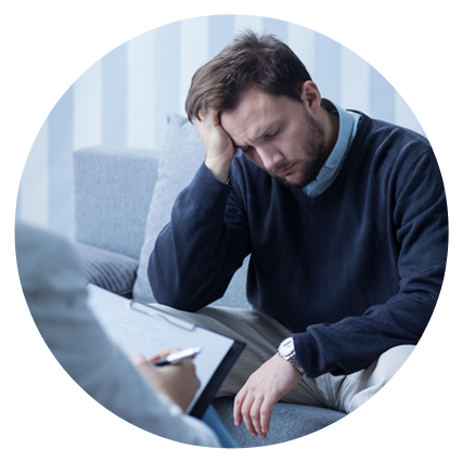 Stressed Person In Consultation - Person With Insomnia (426x426), Png Download