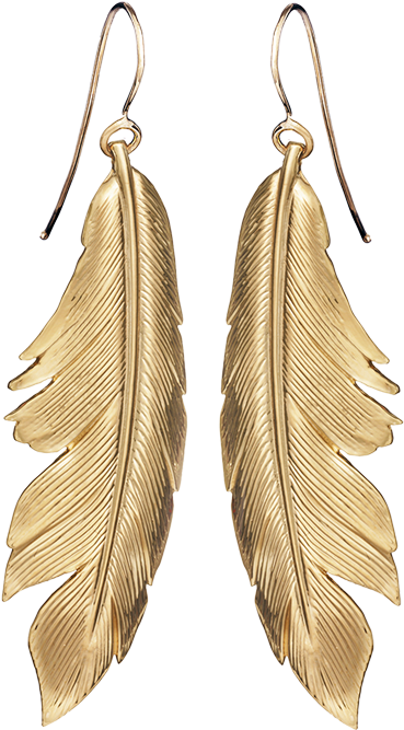 Golden Feather Earrings (800x800), Png Download