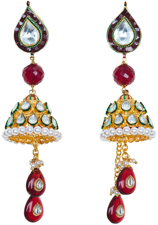Omkari Jhumka Earrings - Indian Earring Png (838x1013), Png Download