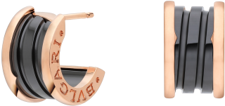 Zero1 Earrings In 18kt Rose Gold And Black Ceramic - Bvlgari B-zero1 Ladies Gold (440x343), Png Download