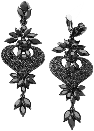 Jpg Black And White Download Elaborate Jet Black Chandelier - Earring (498x498), Png Download