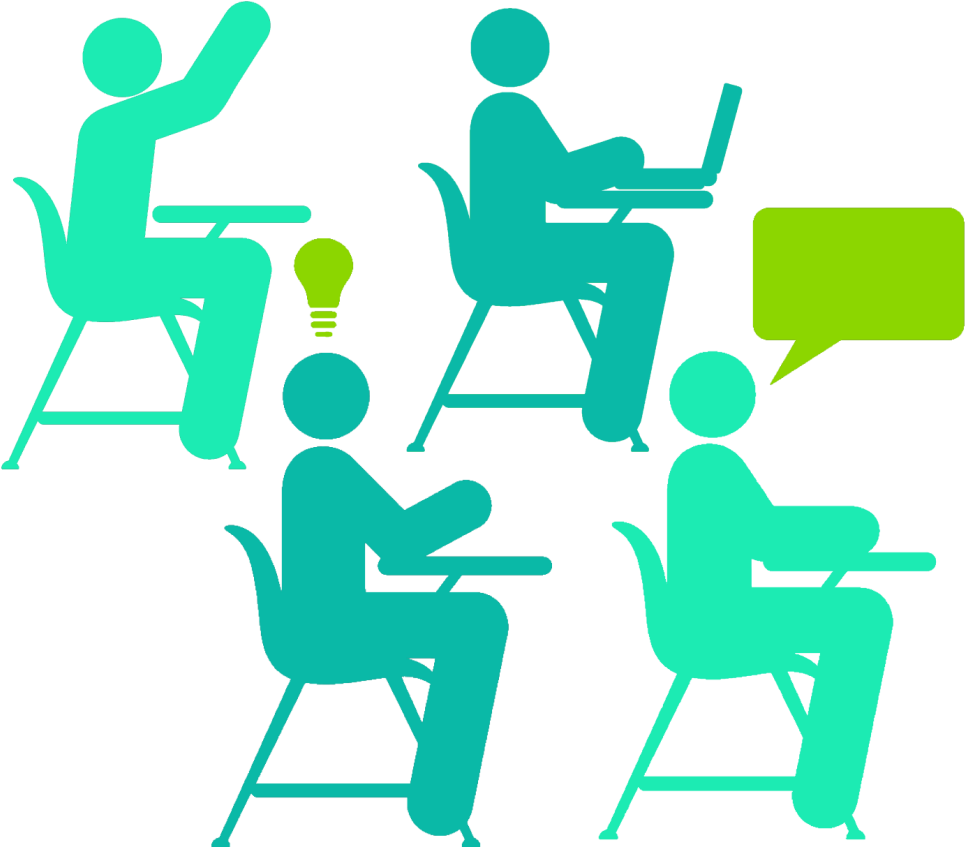 Four Students At Desks - Online Learning (1024x1024), Png Download