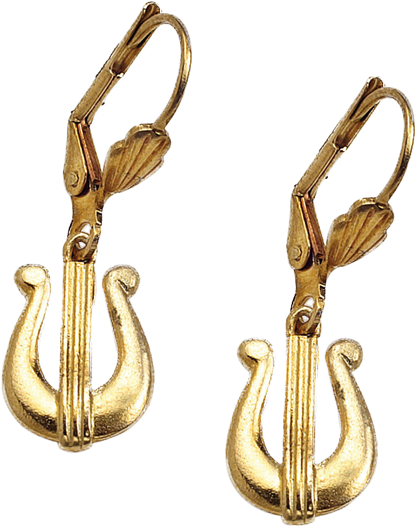 David's Harp Brass Earrings - Earrings (1000x1000), Png Download