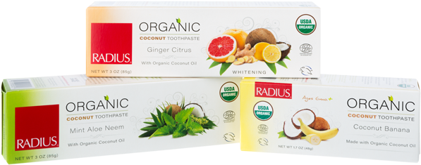 Radius - Organic Coconut Toothpaste Ginger Citrus - (620x349), Png Download