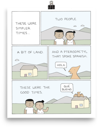 "simpler Times" Print - Pterodactyl Spanish (600x600), Png Download