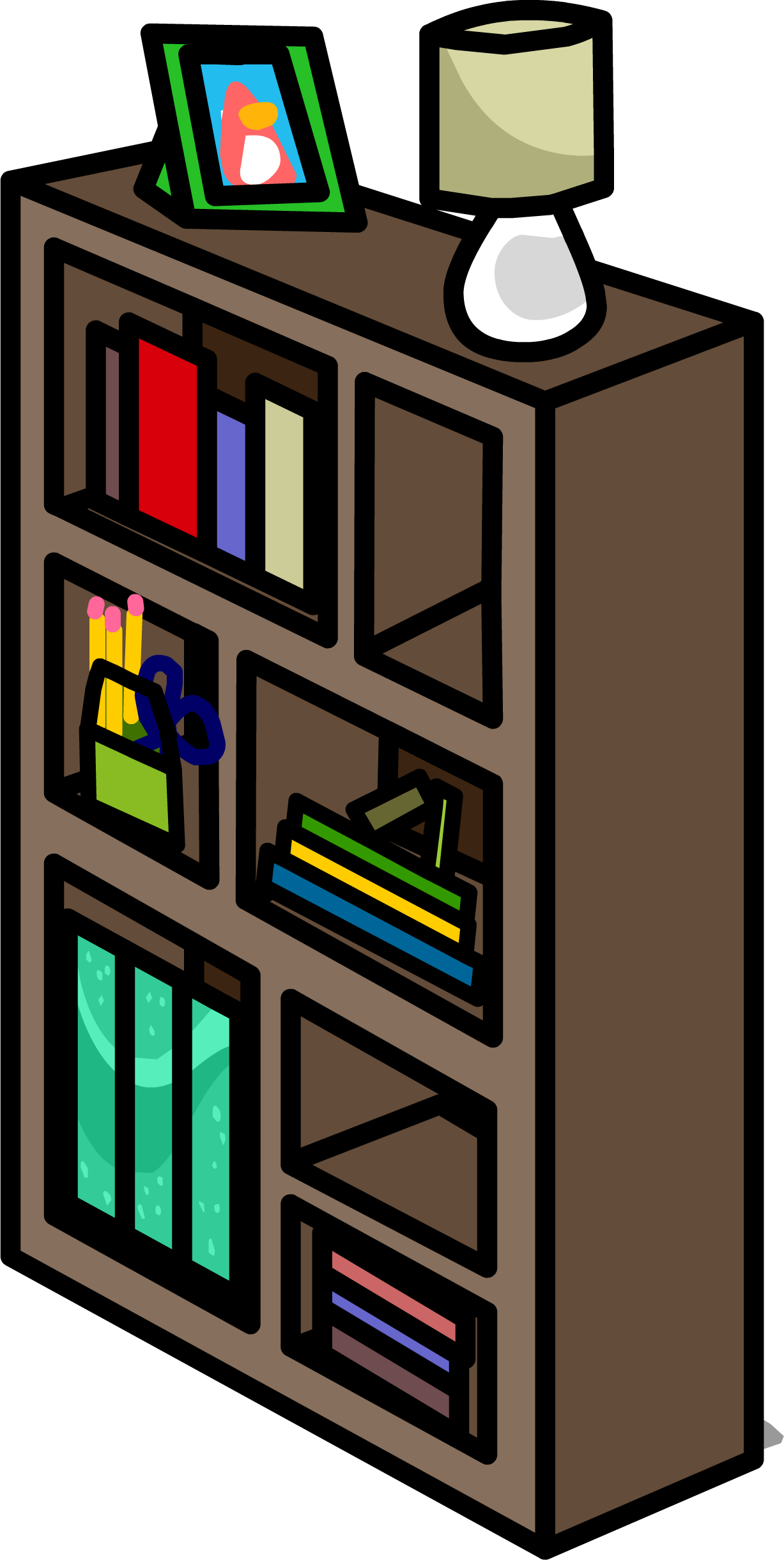 Funky Bookshelf Sprite 006 - Bookcase (1227x2441), Png Download