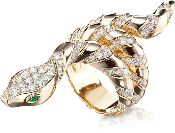 Divine Serpent Scaled Ring In 18k Rose Gold With Diamonds - Tabbah Jewelery (617x446), Png Download