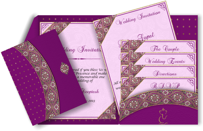 Lisa And Joe Luxury Wedding Invitations - Wedding Invitation Purple And Pink (670x447), Png Download