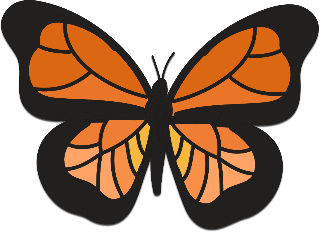 Butterfly Non Pencil And In Color - Butterfly Public Domain (1095x795), Png Download