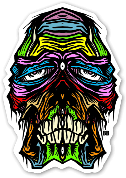 Bobby Skull Face Sticker (440x600), Png Download