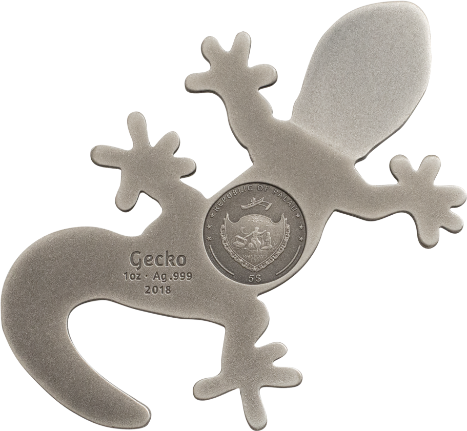 Silver Gecko - Silver Coin (910x910), Png Download