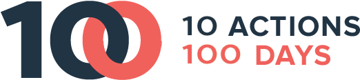 10 Actions In The First 100 Days - 10 Actions For 100 Days (600x238), Png Download