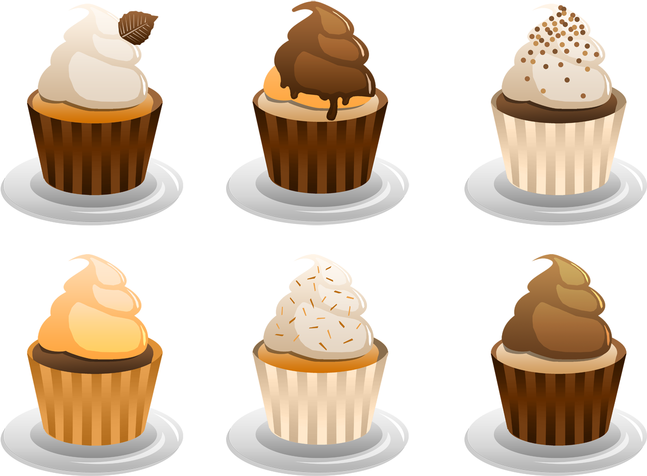 Cupcake Vector Vanilla - Autumn Cup Cakes (1380x1000), Png Download