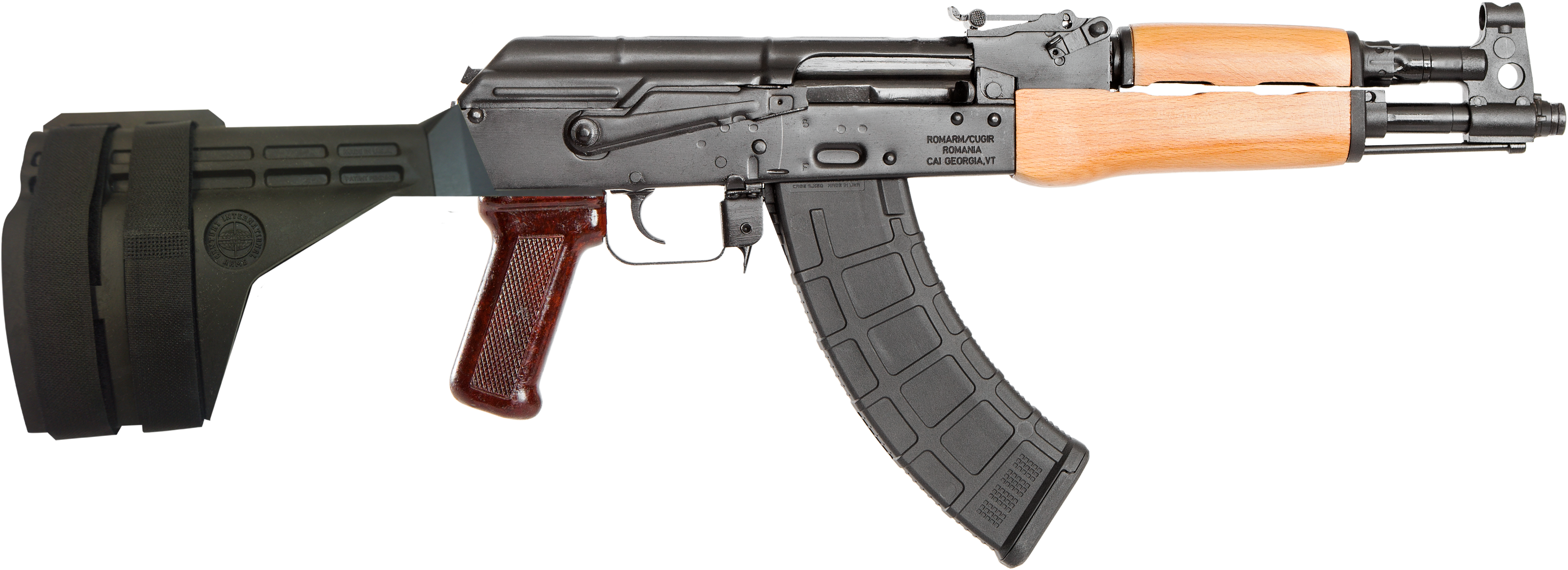 Century Hg1916cn Draco Ak Pistol With Brace Ak Pistol - Ak Pistols (3959x1441), Png Download