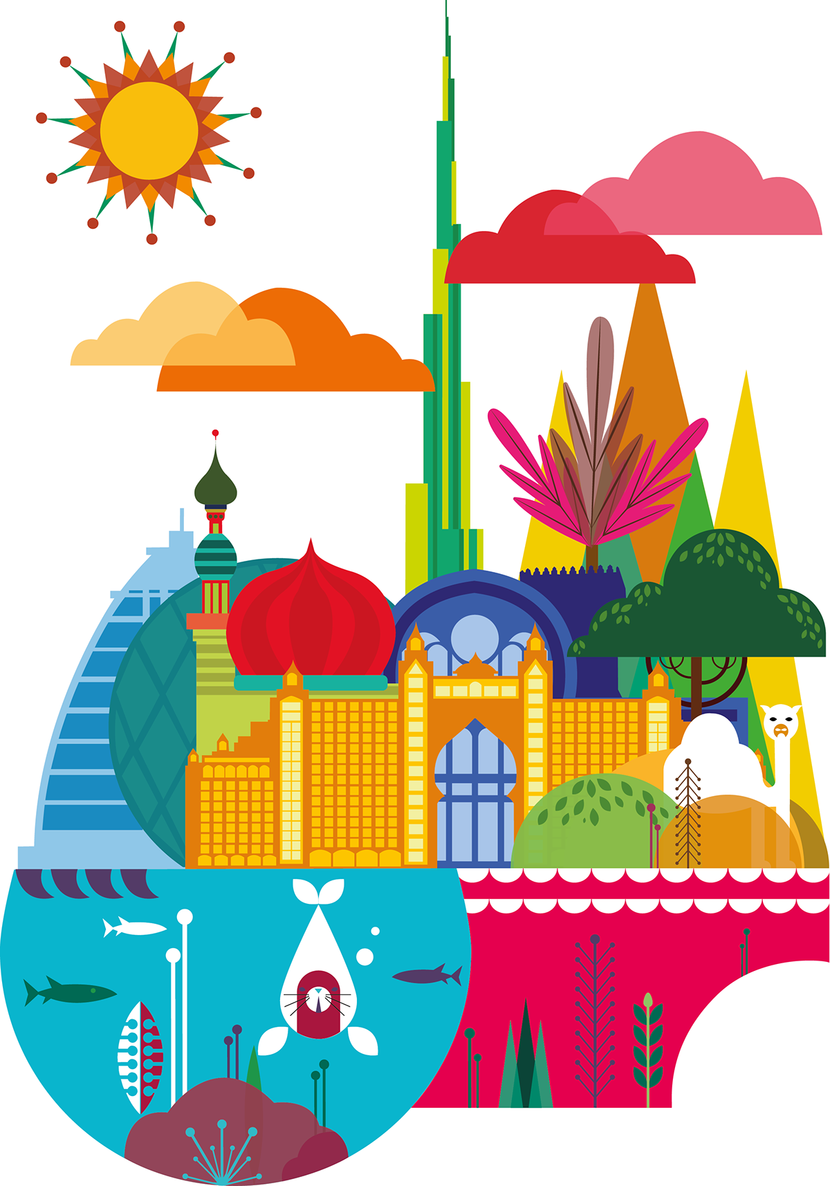 Photoreal Pixels Uae Environment - Uae Illustration (1200x1715), Png Download