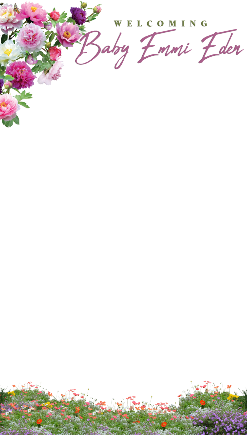 Baby Emmi Eden - , Elegant, Weiß, Blumen Visitenkarte (1000x2167), Png Download