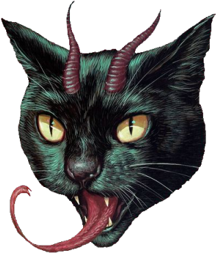 Demon Cat Tattoo - Devon Rex Black (400x400), Png Download