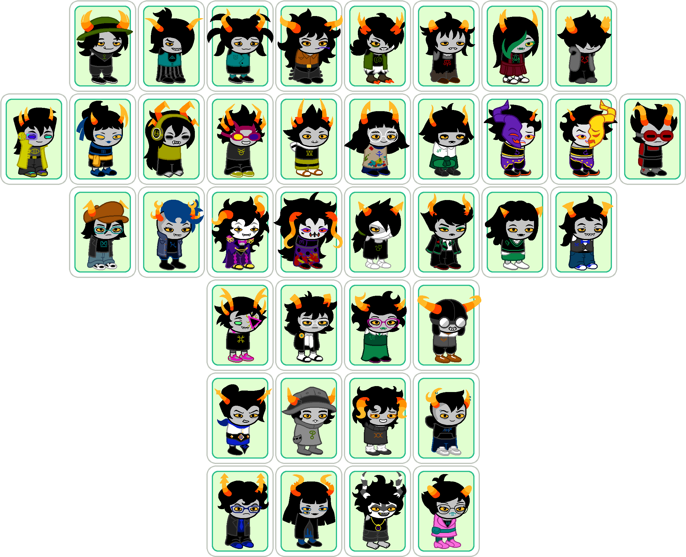 Every Troll Call Traditional Sprite - Homestuck Troll Sprites (2315x1883), Png Download