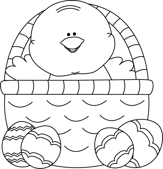 Easter Clipart Book - Easter Chick Clipart Black And White (530x550), Png Download