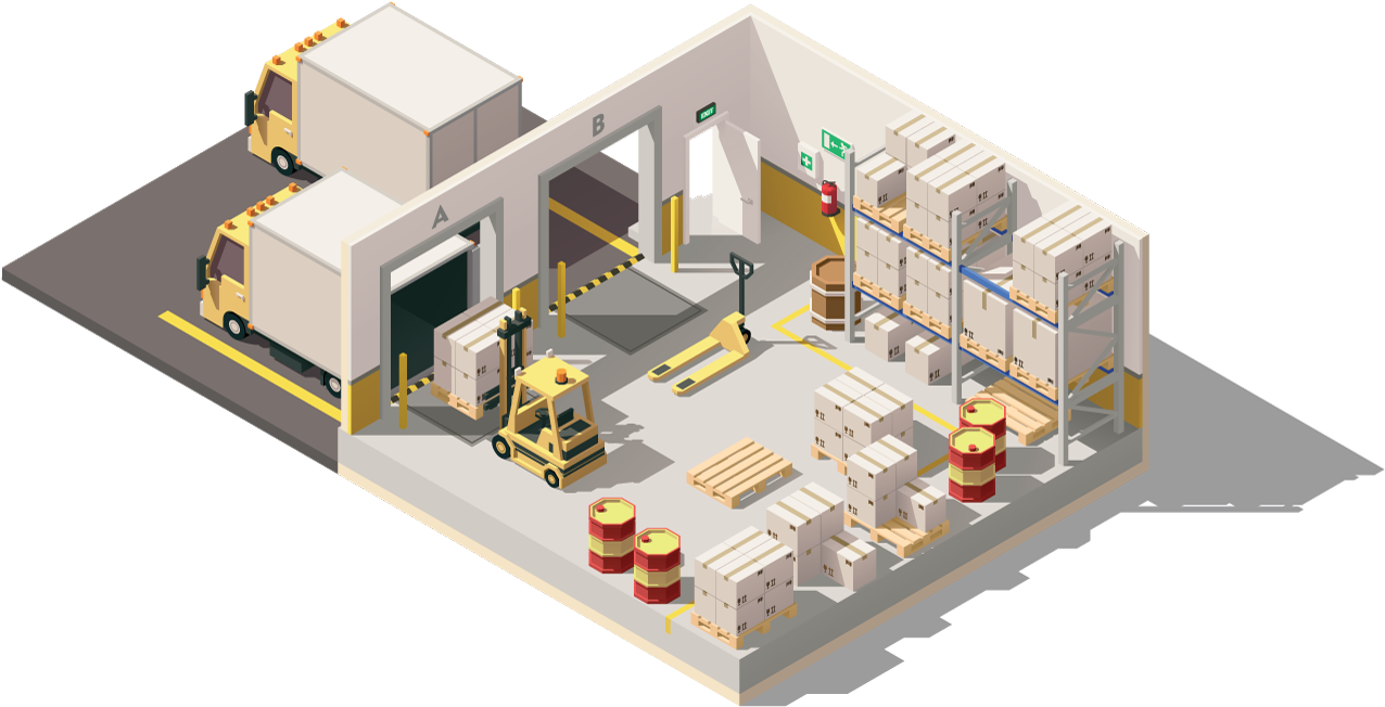Warehousing - Lowpoly Warehouse Isometric (1360x712), Png Download