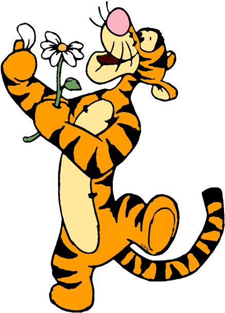 Tigger Transparent Flower Jpg Free Download - Winnie The Pooh Tigger With Flower (450x615), Png Download