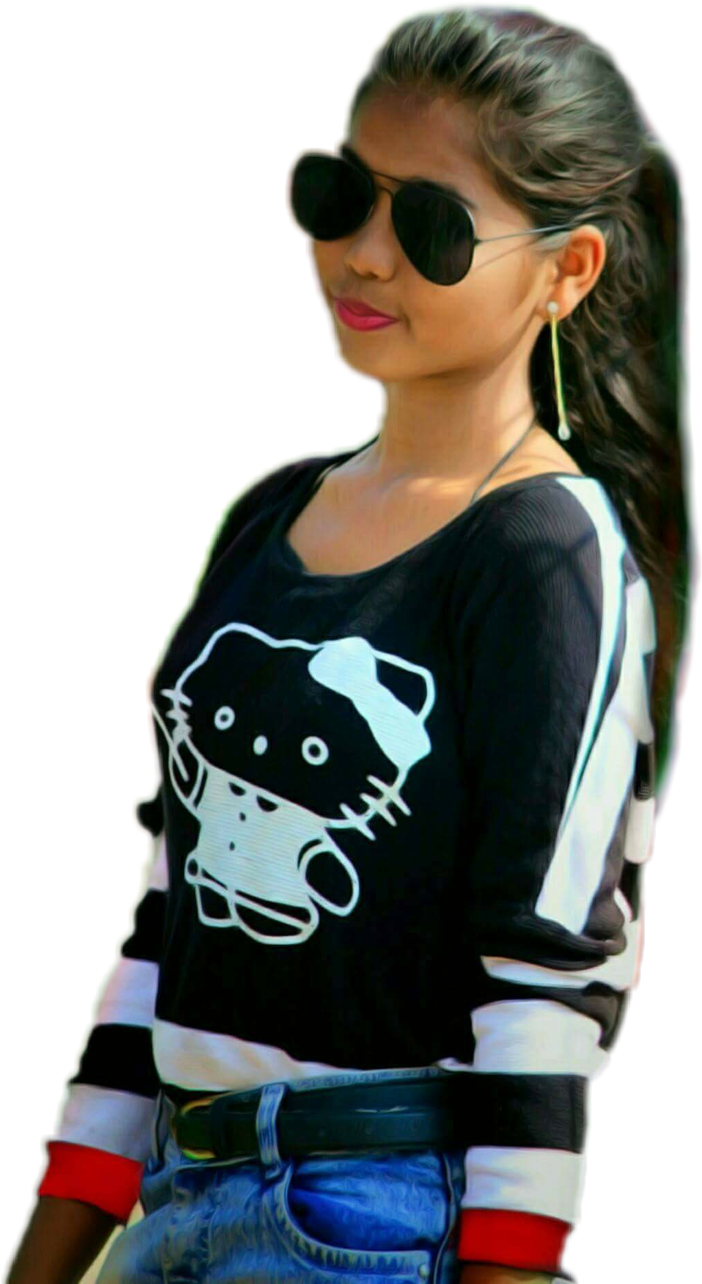 New Cb Editing Girl Png 2018 Zip File - Picsart T Shirt (1031x1871), Png Download