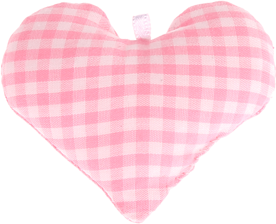 Textile Heart Pink Checkered - Png Coração De Pano (550x551), Png Download