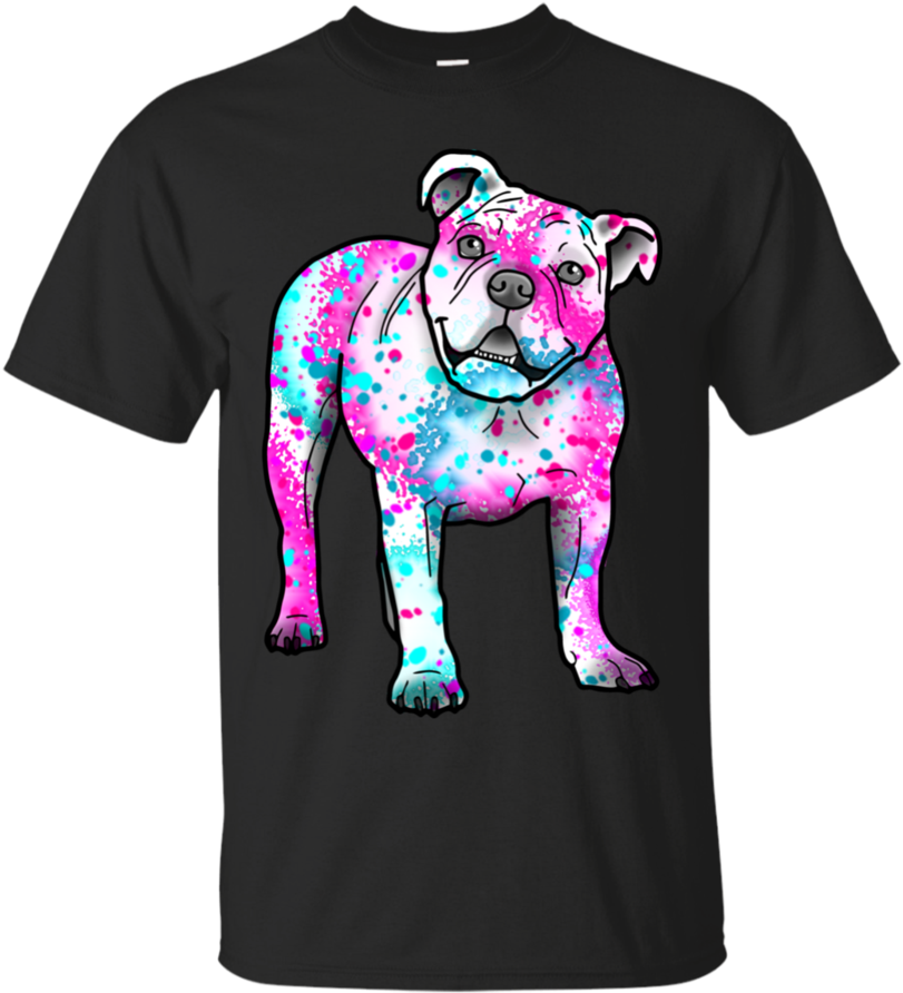 American Bulldog In Watercolor Splash T-shirt - American Bulldog In Watercolor Splash V-neck Tees (900x900), Png Download