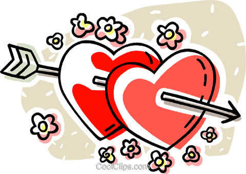Hearts With An Arrow Through Them Royalty Free Vector - 00287023.png Shower Curtain (480x340), Png Download