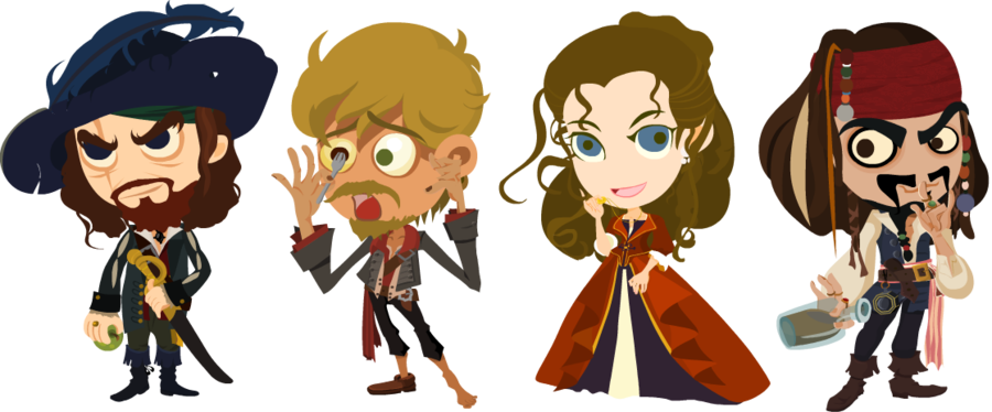 Pirates Of The Caribbean Clipart Caribian - Pirate Of The Caribbean Cartoon (900x374), Png Download