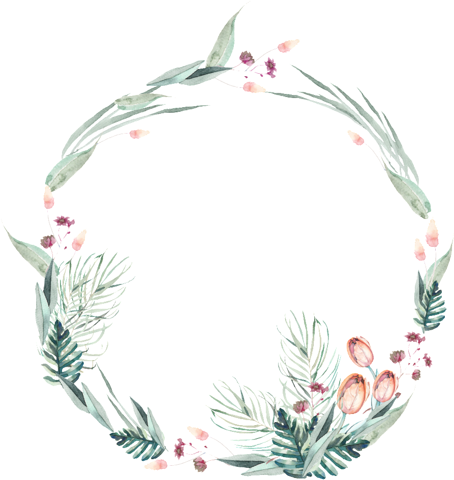 Hand Painted Retro Elegant Wreath Png Transparent - 叶子 花圈 Png (1024x1024), Png Download