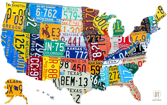 Click And Drag To Re-position The Image, If Desired - Map Of United States License Plates (600x384), Png Download