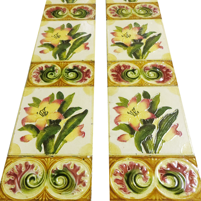 Original Antique Watercolour Floral Fireplace Tiles - Anthurium (650x650), Png Download