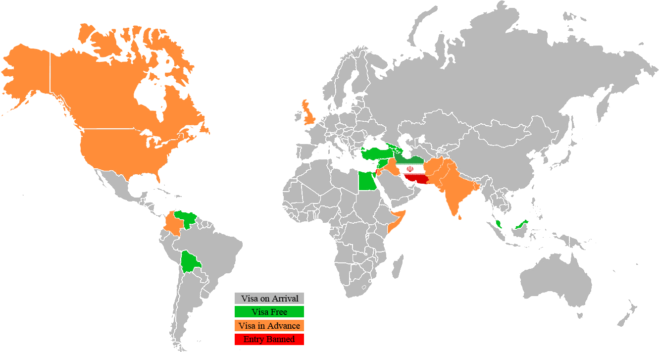 Iran Visa - World Map (1330x725), Png Download