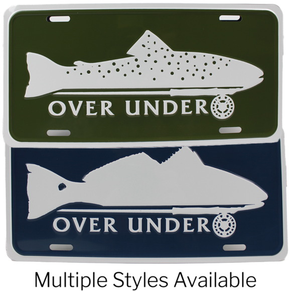 Over Under Trout On Fly License Plate Tag-green (600x600), Png Download