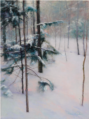 Frosty Pines 24 X 18 Pastel - Pastel (480x384), Png Download