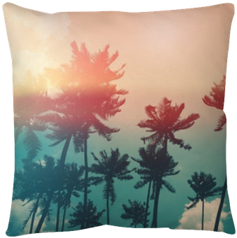 Coconut Palm Trees On Tropical Ocean Beach, Vintage - Film (400x400), Png Download