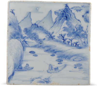 A Kangxi Period Master Of The Rocks Tile - Painting (400x400), Png Download